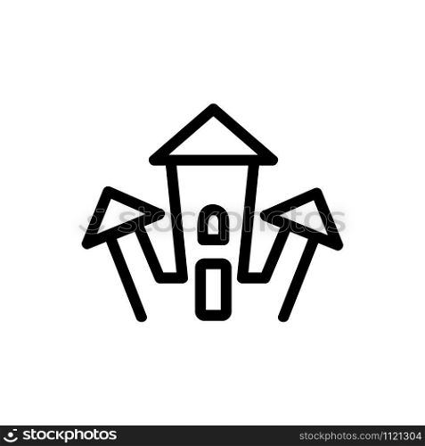 Medieval castle icon vector. A thin line sign. Isolated contour symbol illustration. Medieval castle icon vector. Isolated contour symbol illustration