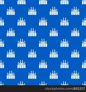 Medieval castle pattern repeat seamless in blue color for any design. Vector geometric illustration. Medieval castle pattern seamless blue