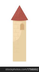 Medieval castle tower semi flat color vector object. Full sized item on white. Fortification in castle. Turret isolated modern cartoon style illustration for graphic design and animation. Medieval castle tower semi flat color vector object
