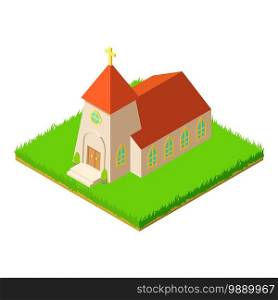 Medieval church icon. Isometric illustration of medieval church vector icon for web. Medieval church icon, isometric style