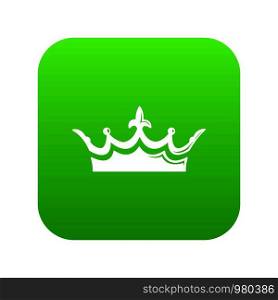 Medieval crown icon green vector isolated on white background. Medieval crown icon green vector