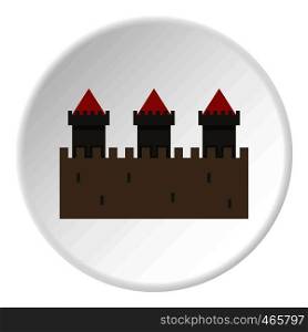 Medieval fortification icon in flat circle isolated on white background vector illustration for web. Medieval fortification icon circle