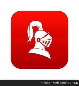 Medieval helmet icon digital red for any design isolated on white vector illustration. Medieval helmet icon digital red