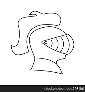 Medieval helmet thin line icon on a white background. Medieval helmet thin line icon
