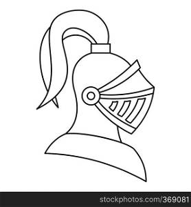 Medieval knight helmet icon in outline style on a white background vector illustration. Medieval knight helmet icon, outline style
