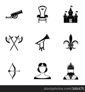 Medieval knight icons set. Simple illustration of 9 medieval knight vector icons for web. Medieval knight icons set, simple style