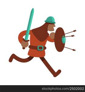 Medieval knight semi flat color vector character. Running figure. Full body person on white. Fiction. Historical personage. Simple cartoon style illustration for web graphic design and animation. Medieval knight semi flat color vector character