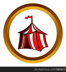 Medieval knight tent vector icon in golden circle, cartoon style isolated on white background. Medieval knight tent vector icon, cartoon style