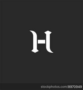 Medieval letter h logo old style design element vector image