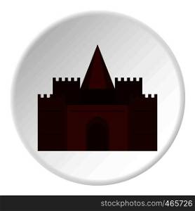 Medieval palace icon in flat circle isolated on white background vector illustration for web. Medieval palace icon circle