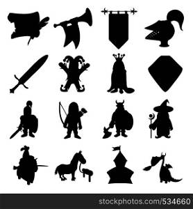 Medieval silhouettes icons set for web and mobile devices. Medieval silhouettes icons set