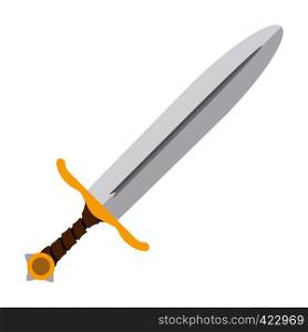 Medieval sword cartoon icon. Single symbol on a white background. Medieval sword cartoon icon