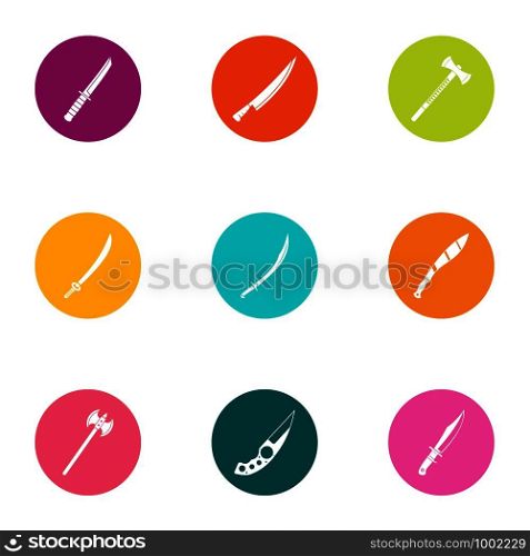 Medieval sword icons set. Flat set of 9 medieval sword vector icons for web isolated on white background. Medieval sword icons set, flat style
