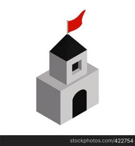 Medieval tower isometric 3d icon. Castle illustration isolated on a white . Medieval tower isometric 3d icon