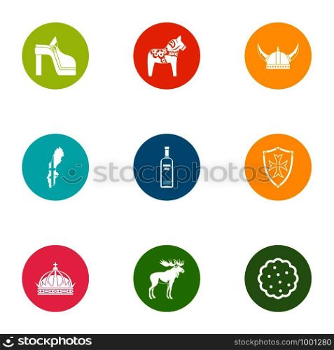 Medieval trip icons set. Flat set of 9 medieval trip vector icons for web isolated on white background. Medieval trip icons set, flat style