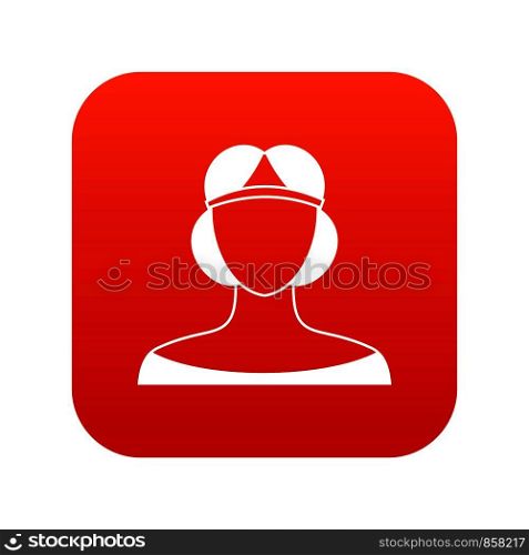 Medieval woman in tiara icon digital red for any design isolated on white vector illustration. Medieval woman in tiara icon digital red