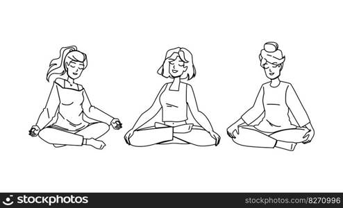 meditate woman vector. yoga healthy, health lifestyle, relaxation girl, person lotus, pose female, fitness meditate woman character. people Illustration. meditate woman vector