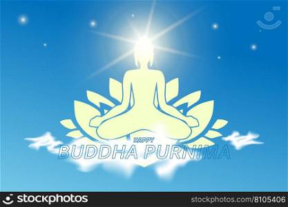 Meditating buddha on cloud and lotus flower Vector Image