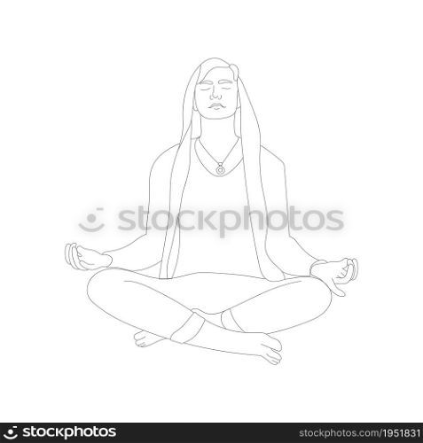 Meditating man line art. Human character vector.. Meditating man line art. Human character vector illustration.