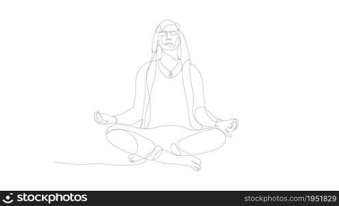 Meditating man line art. Human character vector.. Meditating man one line art. Human character vector illustration. EPS 10