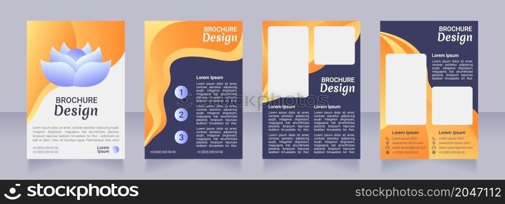 Meditation blank brochure design. Template set with copy space for text. Premade corporate reports collection. Editable 4 paper pages. Robot Medium, Light, Merienda Bold fonts useds. Meditation blank brochure design