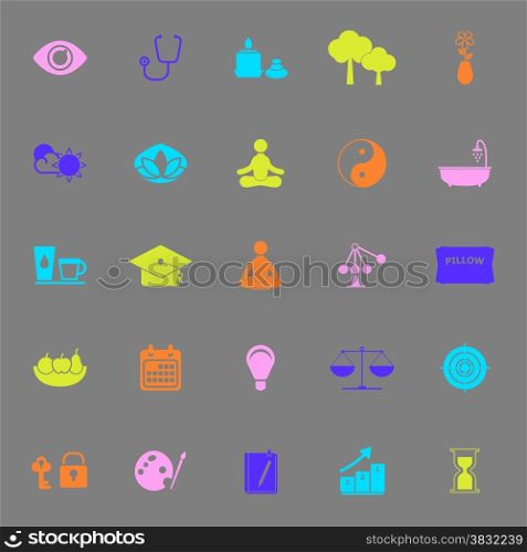 Meditation color icons on gray background, stock vector