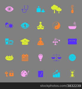 Meditation color icons on gray background, stock vector