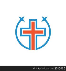 Meditation cross star or church star template vector icon design