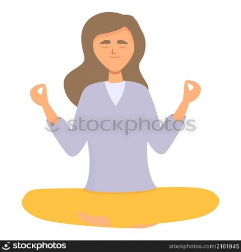 Meditation exercise icon cartoon vector. Woman yoga. Relax meditate. Meditation exercise icon cartoon vector. Woman yoga