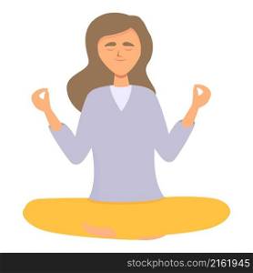 Meditation exercise icon cartoon vector. Woman yoga. Relax meditate. Meditation exercise icon cartoon vector. Woman yoga