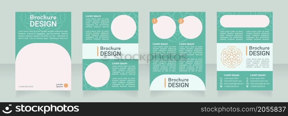 Meditation ornamental blank brochure design. Template set with copy space for text. Premade corporate reports collection. Editable 4 paper pages. Roboto Light, Medium, Itim Regular fonts used. Meditation ornamental blank brochure design