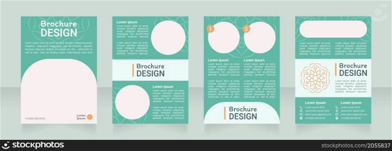 Meditation ornamental blank brochure design. Template set with copy space for text. Premade corporate reports collection. Editable 4 paper pages. Roboto Light, Medium, Itim Regular fonts used. Meditation ornamental blank brochure design