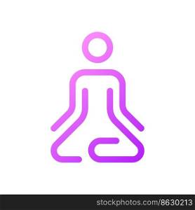 Meditation pixel perfect gradient linear ui icon. Lotus position. Calmness. Relaxation practice. Line color user interface symbol. Modern style pictogram. Vector isolated outline illustration. Meditation pixel perfect gradient linear ui icon