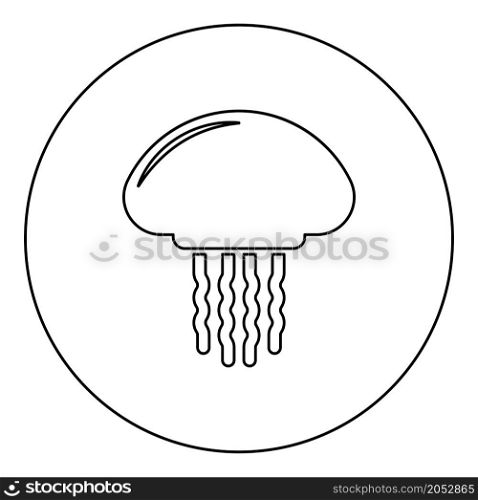 Medusa jellyfish icon in circle round black color vector illustration image outline contour line thin style simple. Medusa jellyfish icon in circle round black color vector illustration image outline contour line thin style