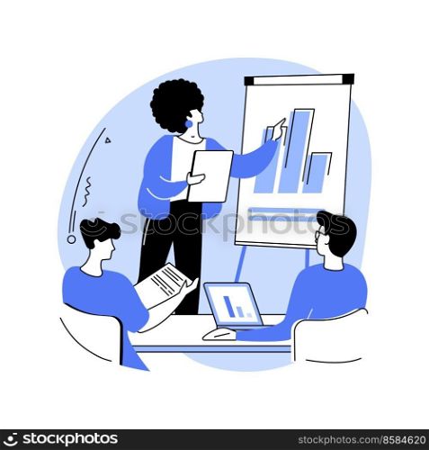 Meet stakeholders isolated cartoon vector illustrations. Group of workers meeting with investors, negotiation process, IT company, stakeholders discussion, business development vector cartoon.. Meet stakeholders isolated cartoon vector illustrations.