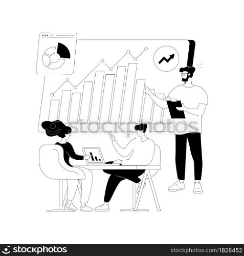 Meeting abstract concept vector illustration. Business meeting room, conference organization, signing contract, discussion at workplace, brainstorming, corporate presentation abstract metaphor.. Meeting abstract concept vector illustration.