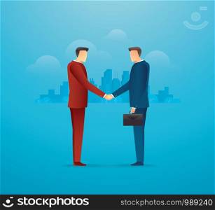 Meeting business partners. Two businessmen shaking hands vector illustration EPS10