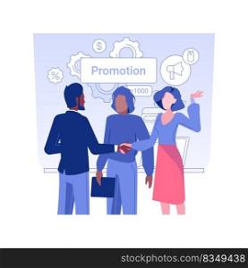 Meeting client isolated concept vector illustration. Advertising agency workers meeting customer, business promotion strategies, digital marketing, communication process vector concept.. Meeting client isolated concept vector illustration.
