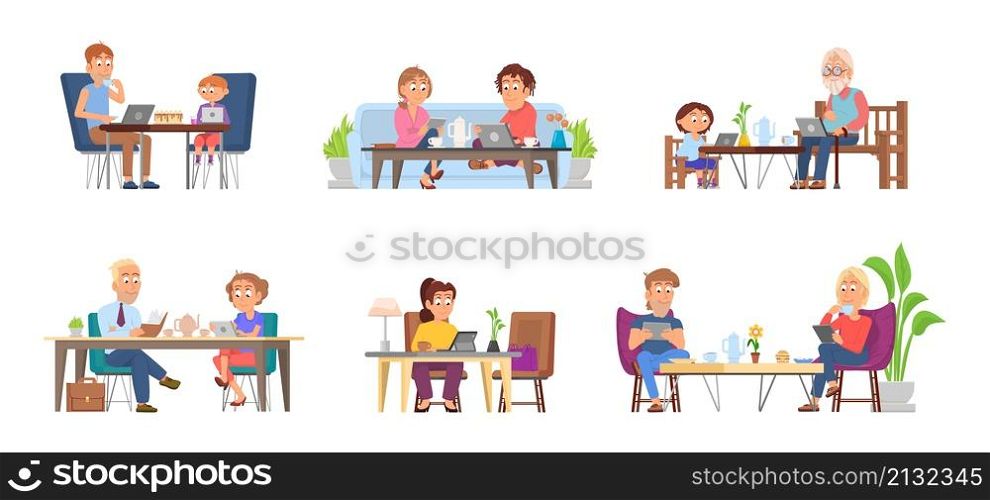 Meeting in restaurant. Multiethnic business leisure, eat breakfast in cafe. Date or work in cafeteria, distance student or remote job decent vector scenes. Illustration of restaurant meeting cafe. Meeting in restaurant. Multiethnic business leisure, eat breakfast in cafe. Date or work in cafeteria, distance student or remote job decent vector scenes