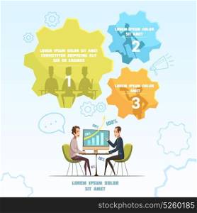 Meeting Infographic Set. Meeting infographic set with discussion and talk symbols cartoon vector illustration