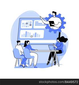 Meeting room isolated cartoon vector illustrations. Colleagues discussing business strategy in a meeting room, common spaces, brainstorming in smart office, modern workplace vector cartoon.. Meeting room isolated cartoon vector illustrations.
