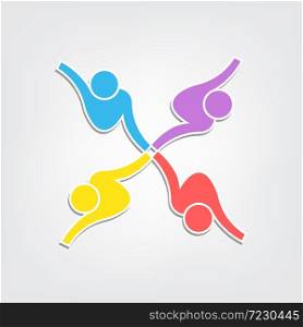 meeting room people logo.group of four persons in circle
