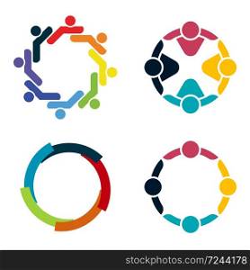 meeting room people logo.group of four persons in circle