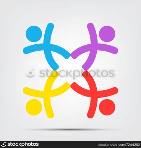 meeting room people logo.group of four persons in circle Isolate On White Background,Vector Illustration
