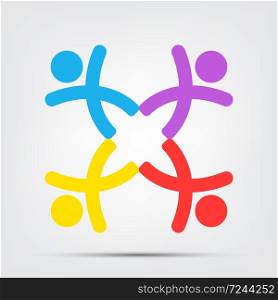 meeting room people logo.group of four persons in circle Isolate On White Background,Vector Illustration