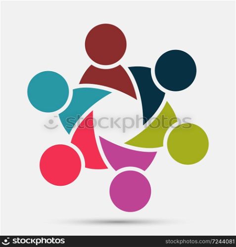 meeting room people logo.group of four persons in circle,Vector illustration