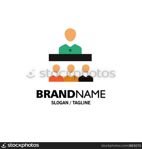 Meeting, Team, Teamwork, Office Business Logo Template. Flat Color