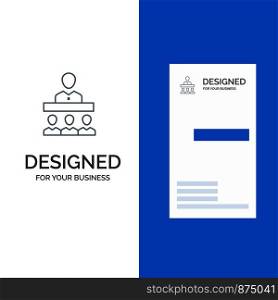 Meeting, Team, Teamwork, Office Grey Logo Design and Business Card Template