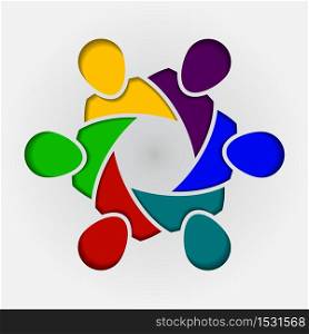 meeting teamwork room people logo.group of six persons in circle,Vector illustration