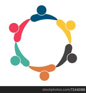 meeting teamwork room people logo.group of six persons in circle,Vector illustration.